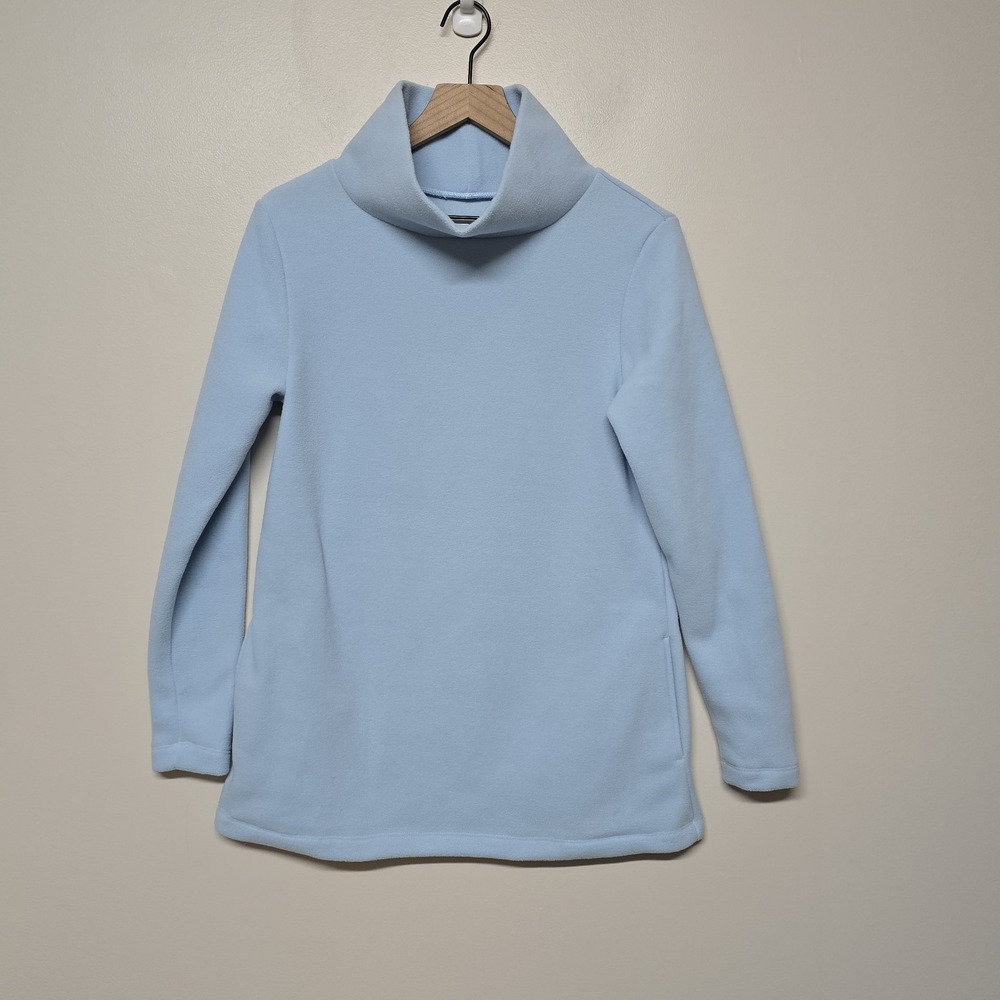 Dudley Stephen's Terry Fleece Sz S Park Slope Periwinkle Blue Turtleneck Pockets